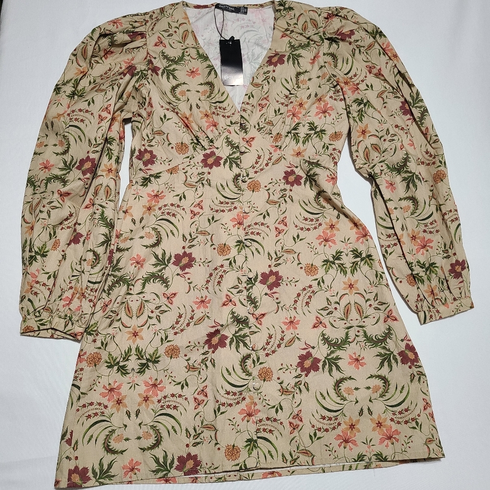 NWT Nasty Gal Floral Poplin Dress sz 8